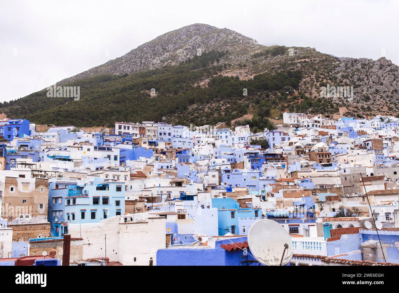 Häuser im Bezirk Medina von Chefchaouen in Marokko, Afrika Stockfoto
