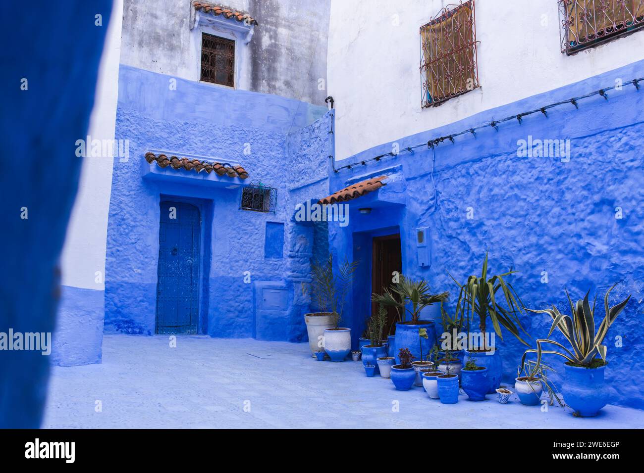 Blaue Häuser in Chefchaouen in Marokko, Afrika Stockfoto