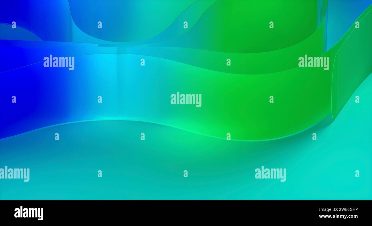 Abstrakter Hintergrund aus blau und grün gestuften Materialien Stockfoto