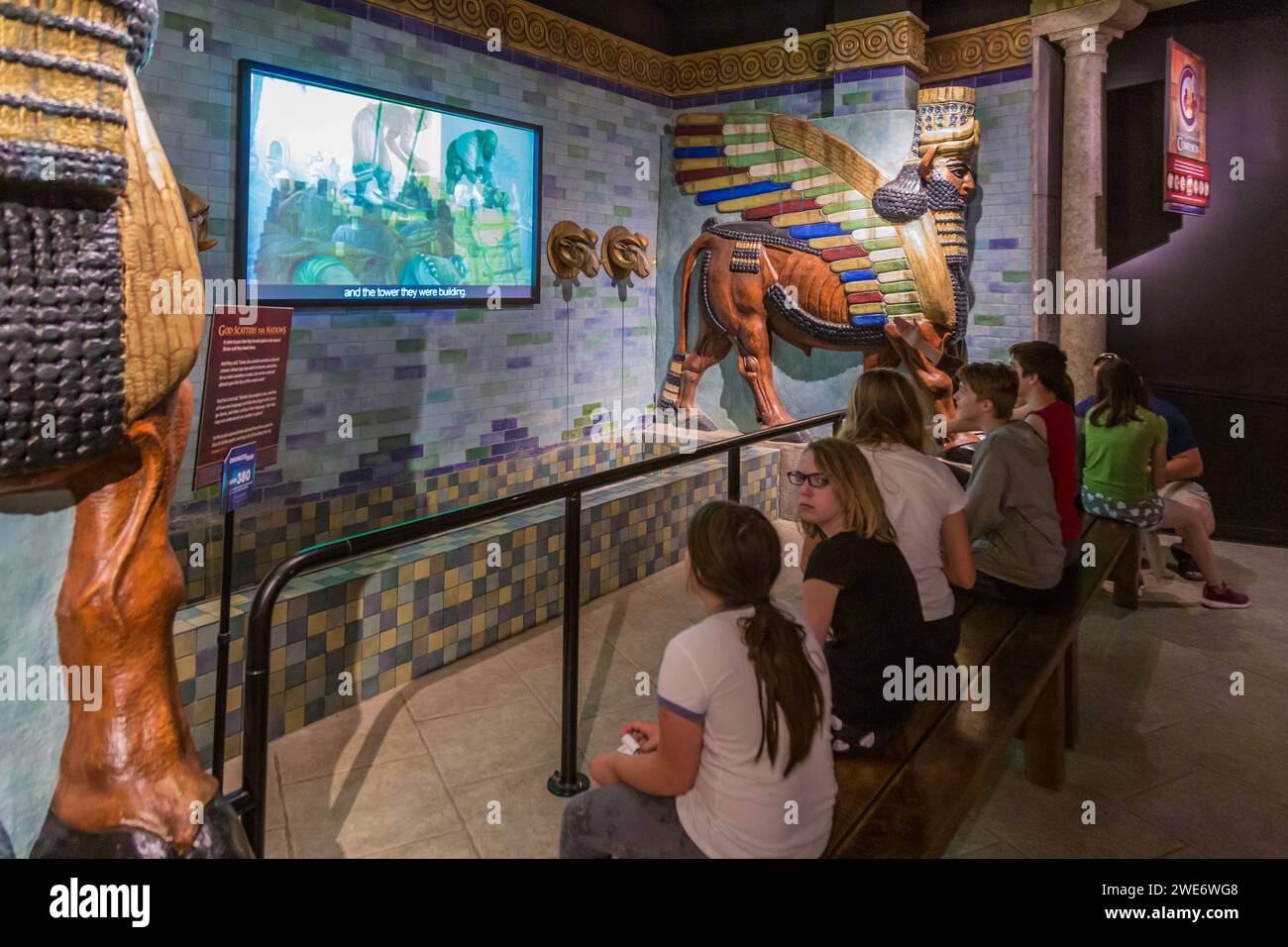 Ausstellung im Creation Museum in Petersburg, Kentucky Stockfoto