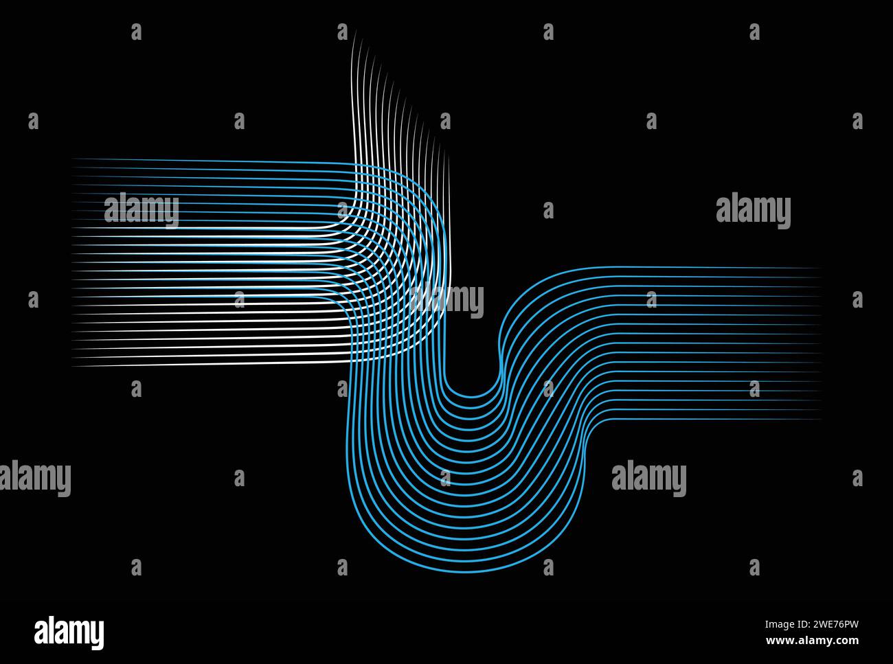 Abstraktes Retro-Muster Kurven parallele Linien gestreifter Vektor. Stock Vektor