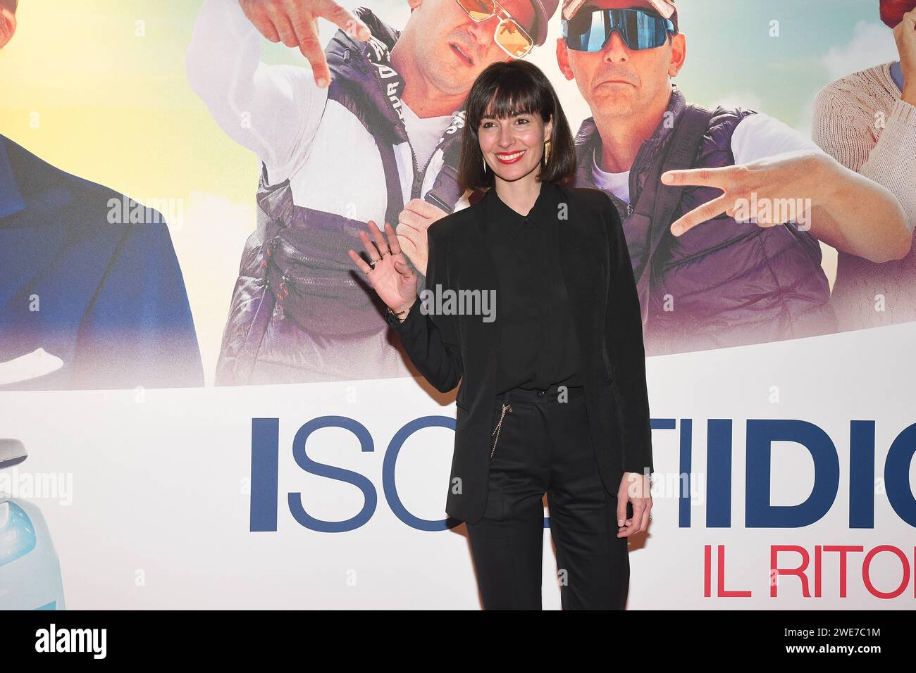 Rom, Italien. Januar 2024. Rom, Cinema Adriano Premiere 'I Soliti Idioti 3', auf dem Foto: Giordano de Plano Daniela Virgilio Credit: Unabhängige Fotoagentur/Alamy Live News Stockfoto