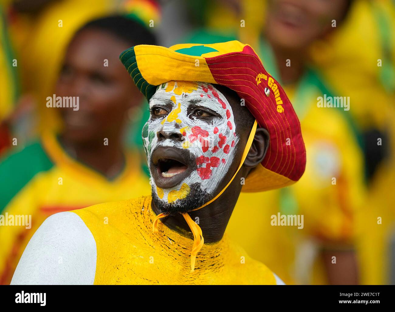 23. Januar 2024: // bei einem Spiel der Gruppe C im Afrikanischen Cup der Nationen, Guinea gegen Senegal, in Stade Charles Konan Banny, Yamoussoukro, Elfenbeinküste. Kim Preis/CSM Stockfoto