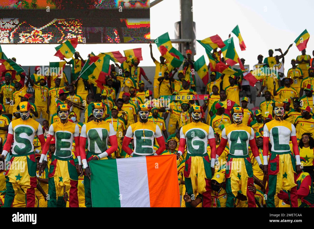 23. Januar 2024: // bei einem Spiel der Gruppe C im Afrikanischen Cup der Nationen, Guinea gegen Senegal, in Stade Charles Konan Banny, Yamoussoukro, Elfenbeinküste. Kim Preis/CSM Stockfoto