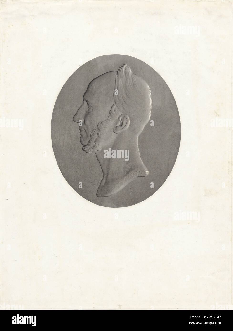 Porträt von Willem II., König der Niederlande, Jan Dam Steuerwald, nach Louis Royer, 1840–1842 Druck Porträt von Willem II., König der Niederlande, im Profil. Der Haager Papierstahlstich-König Stockfoto