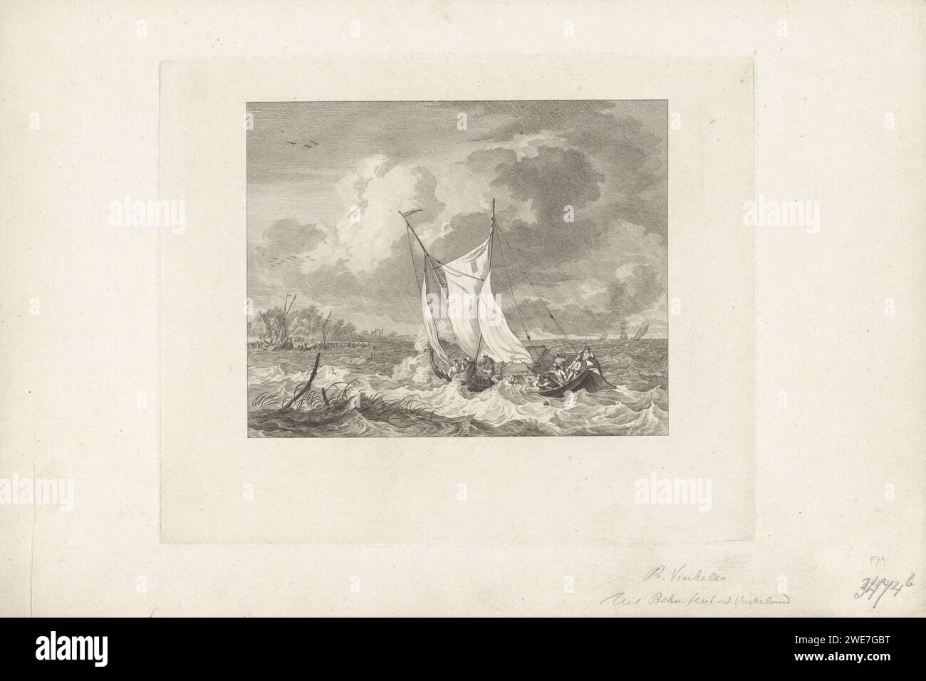 Ertränken Tod von Prinz Johan Willem Friso, 1711, Reinier Vinkeles (I), nach Hendrik Kobell, 1776 Druck Johan Willem Friso, Prinz von Oranje-Nassau, ertränkt beim Überqueren des Moerdijk, als das Boot am 14. Juli 1711 bei schwerem Wetter in Schwierigkeiten Gerät. Amsterdam Papier Ätzen / Gravur Tod durch Ertrinken (gewaltfrei) Moerdijk Stockfoto