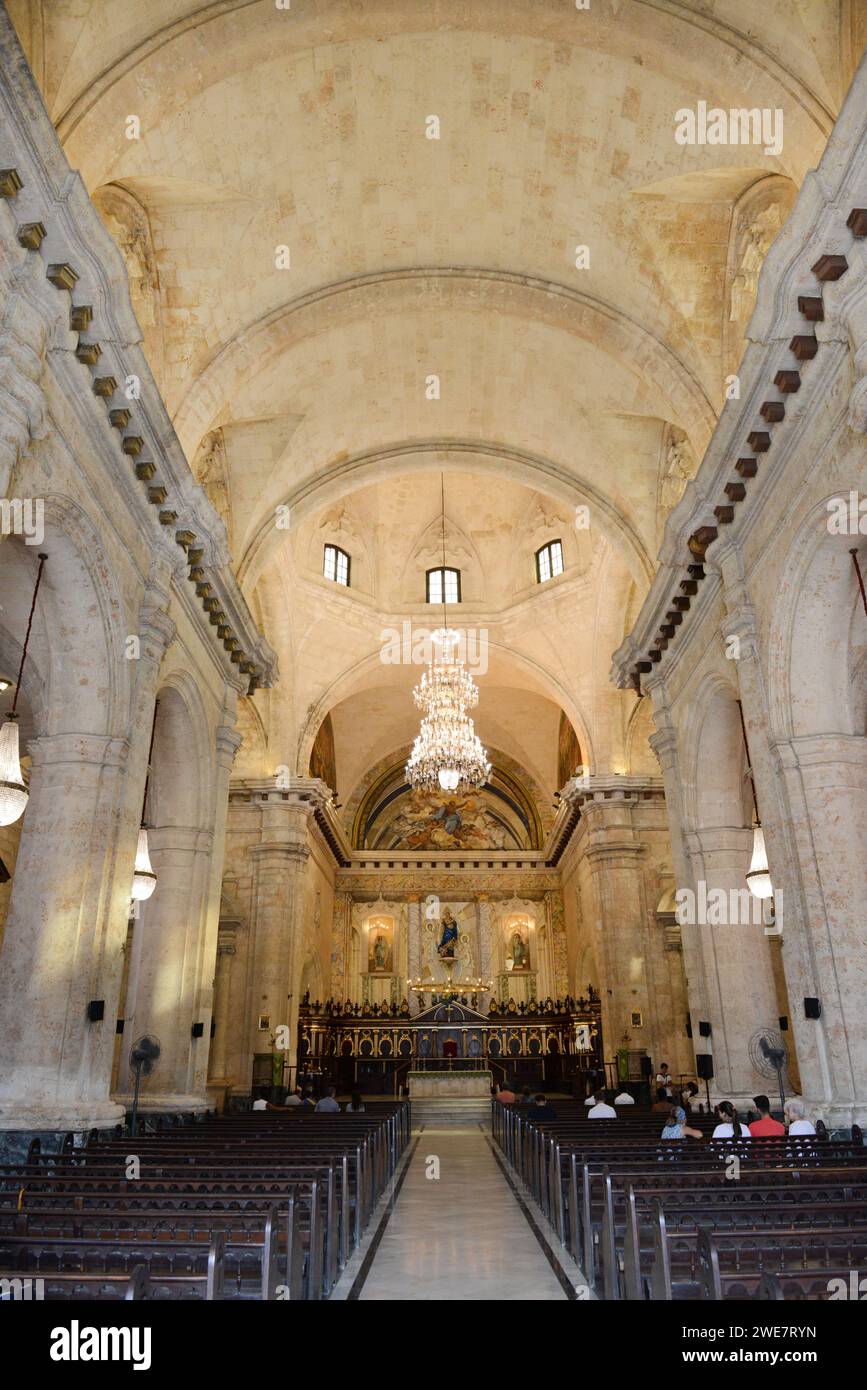 Die Kathedrale von Havanna / Catedral de San Cristóbal im alten Havanna, Kuba. Stockfoto