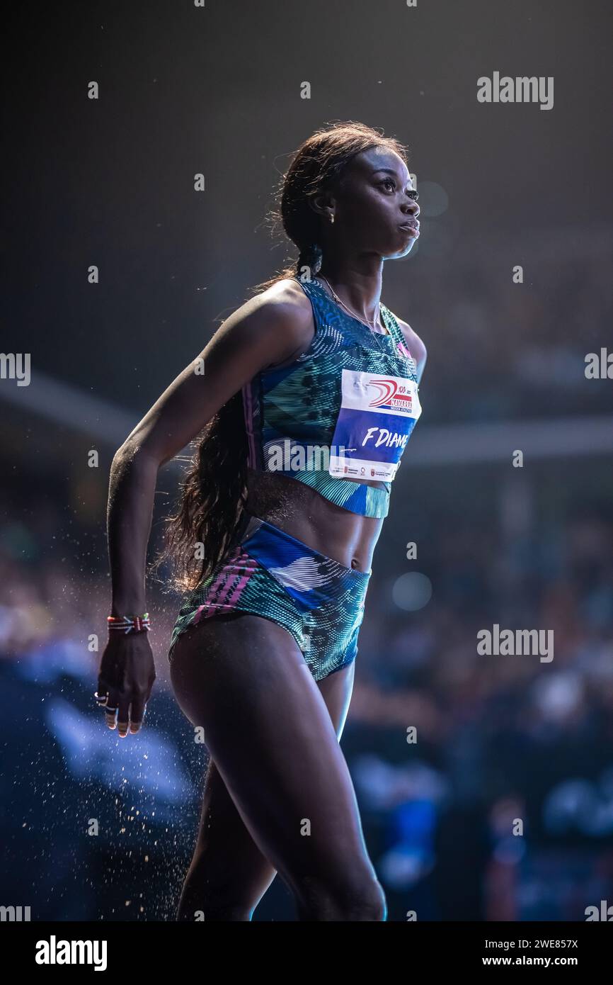 Fatima Diame nahm 2023 an der Navarra Indoor Athletics Teil. Stockfoto