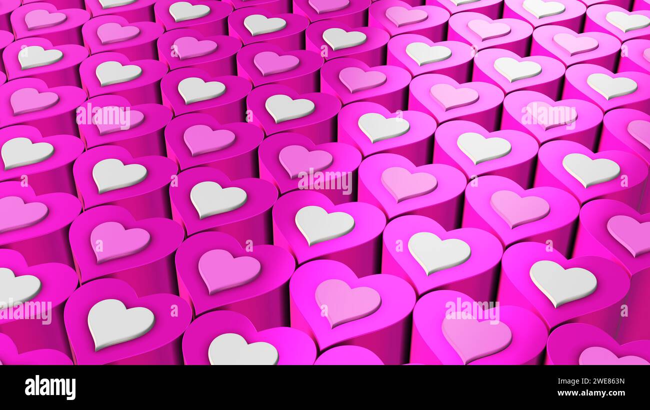 Valentinstag-Thema mit rosafarbenen Herzformen Stockfoto