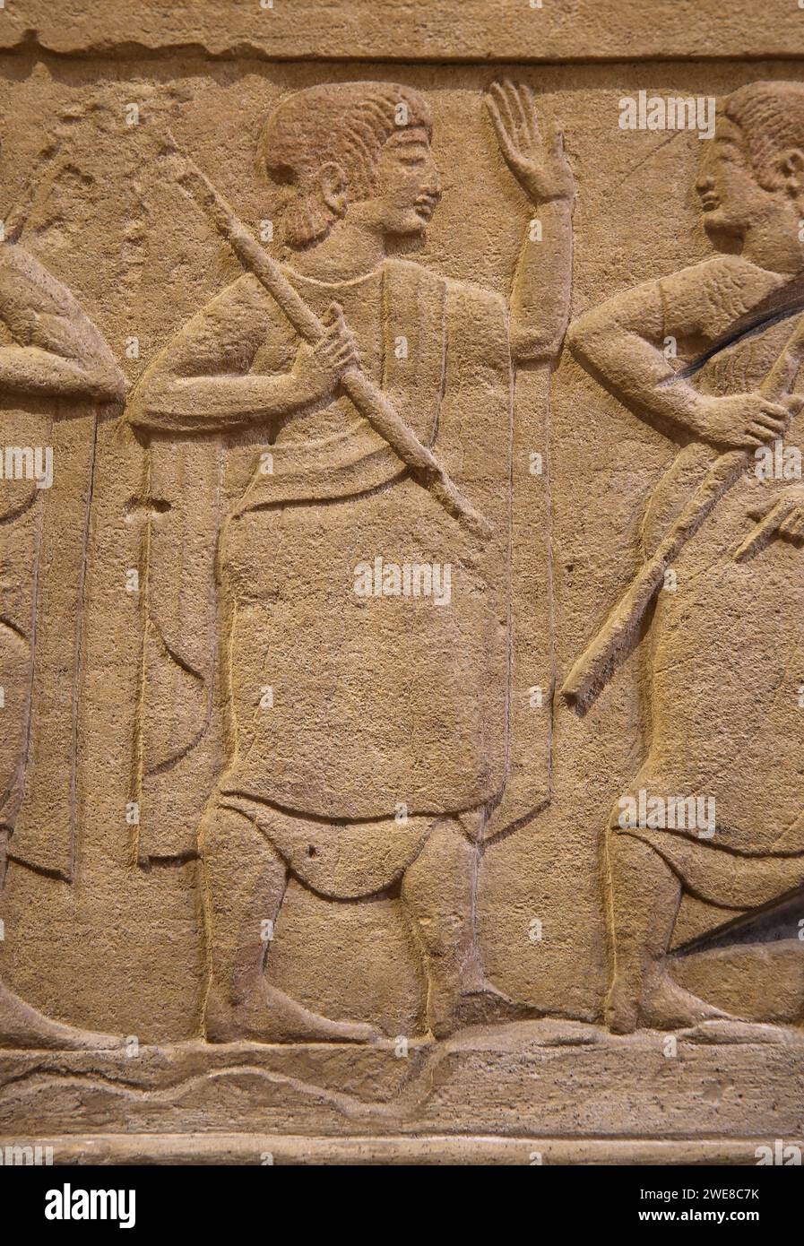 Etruskische Zivilisation. Erleichterung von einem Begräbnis Cippus. 5. Jahrhundert v. Chr. Von Chiuse. Barraco Museum. Rom. Stockfoto