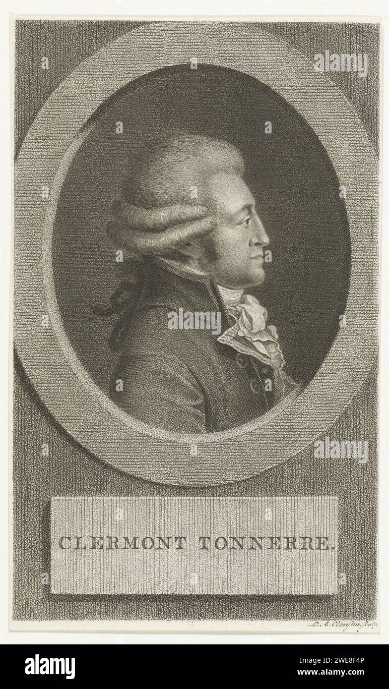 Porträt von Stanislas Marie Adélaid Graf von Clermont-Tonnerre, Lambertus Antonius Claessens, um 1792 - um 1808 Druck Amsterdamer Papierstich Stockfoto