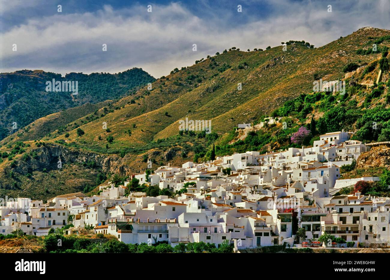 Maurische Stadt Frigiliana in der Sierra de Almijara, Andalusien, Provinz Malaga, Spanien Stockfoto