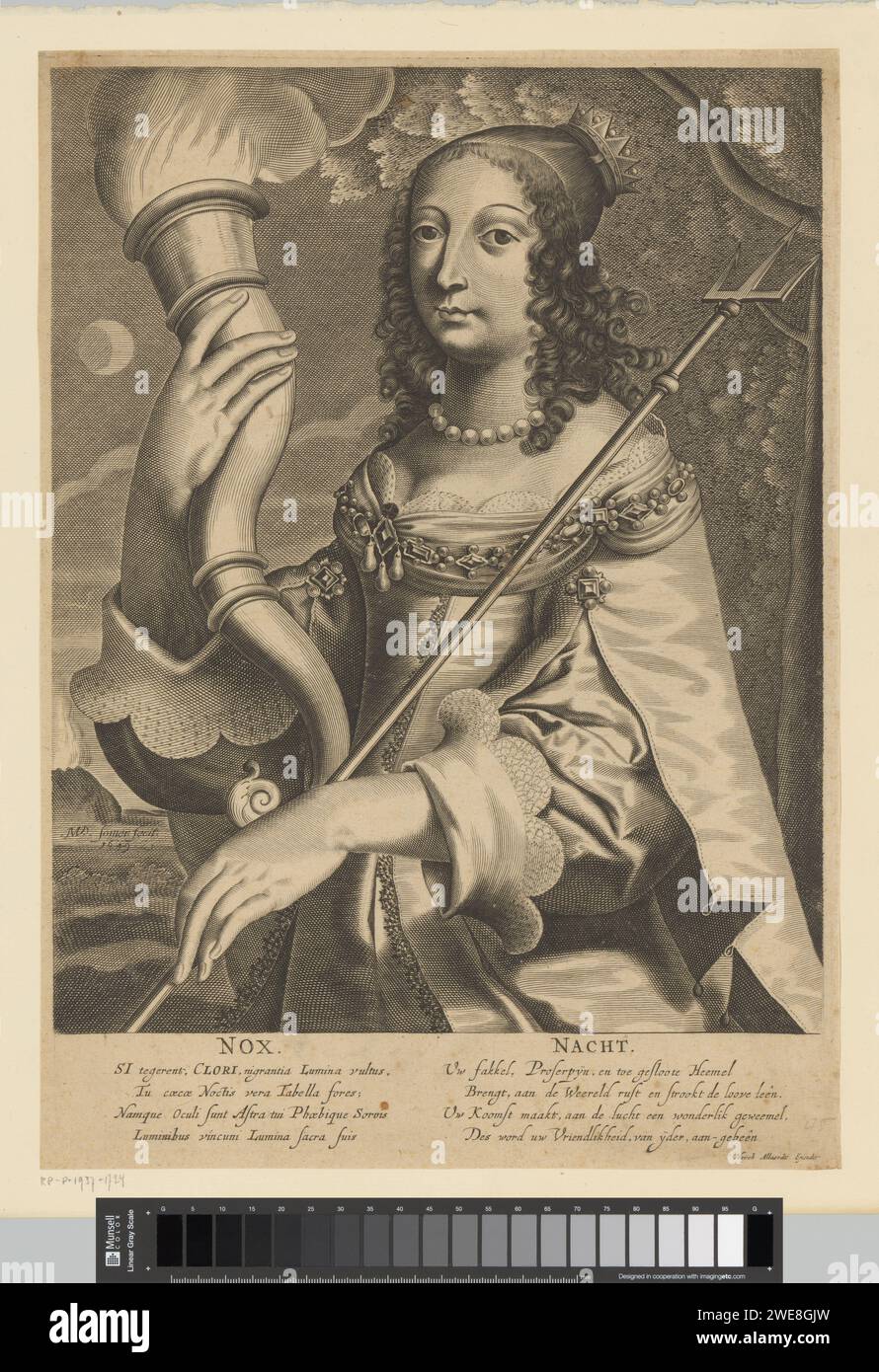 Personifikation der Nacht, Matthias van Sommer, 1649 Druck Amsterdam Papier Gravur Nacht Stockfoto