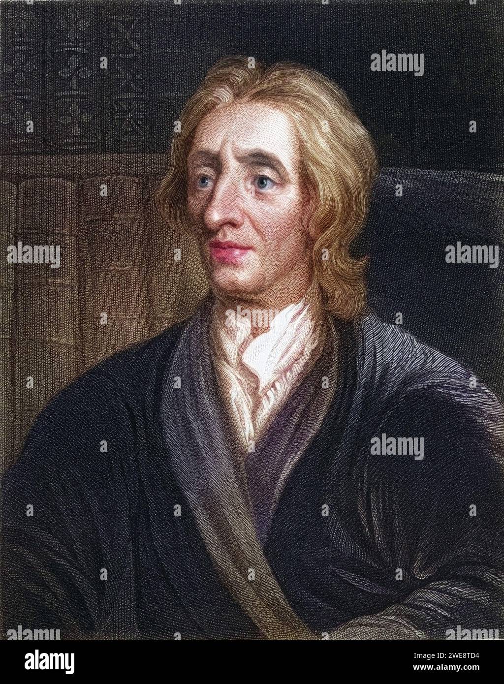 John Locke, 1632-1704. Englischer Philosoph, der Schule des Empirismus begründete, aus dem Buch Lodges British Portraits, 1823., Historisch, digital restaurierte Reproduktion von einer Vorlage aus dem 19. Jahrhundert, Datum nicht angegeben Stockfoto
