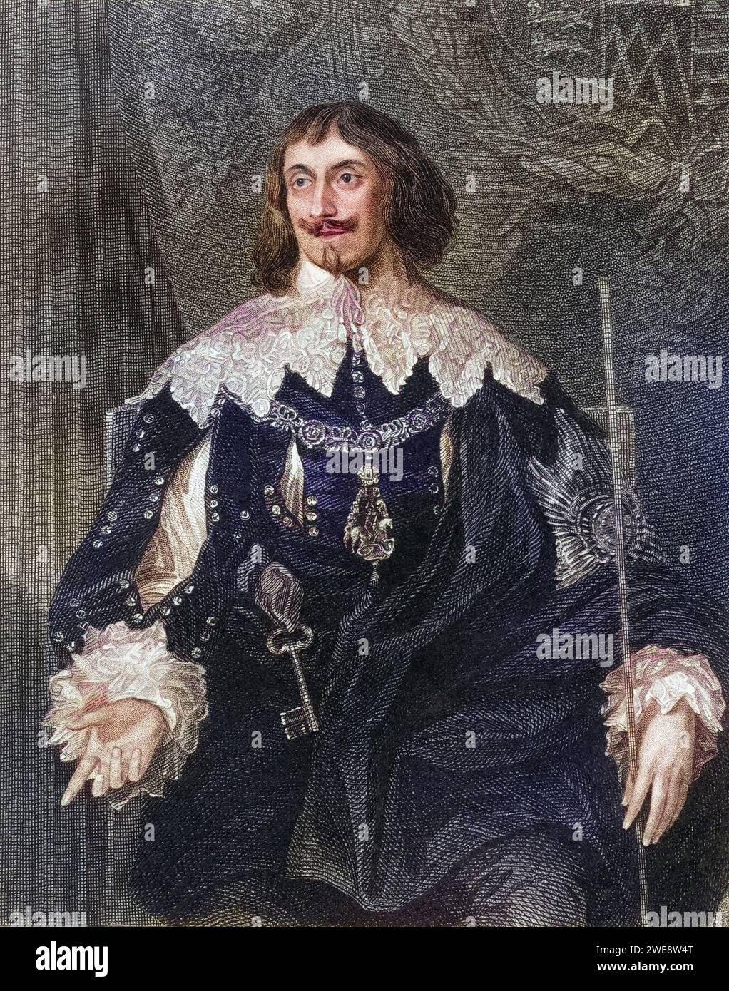 Philip Herbert 4. Earl of Pembroke, 1. Graf von Montgomery, 1584-1650. Englischer Höfling. Aus dem Buch Lodges British Portraits, veröffentlicht 1823., Historisch, digital restaurierte Reproduktion von einer Vorlage aus dem 19. Jahrhundert, Datum nicht angegeben Stockfoto