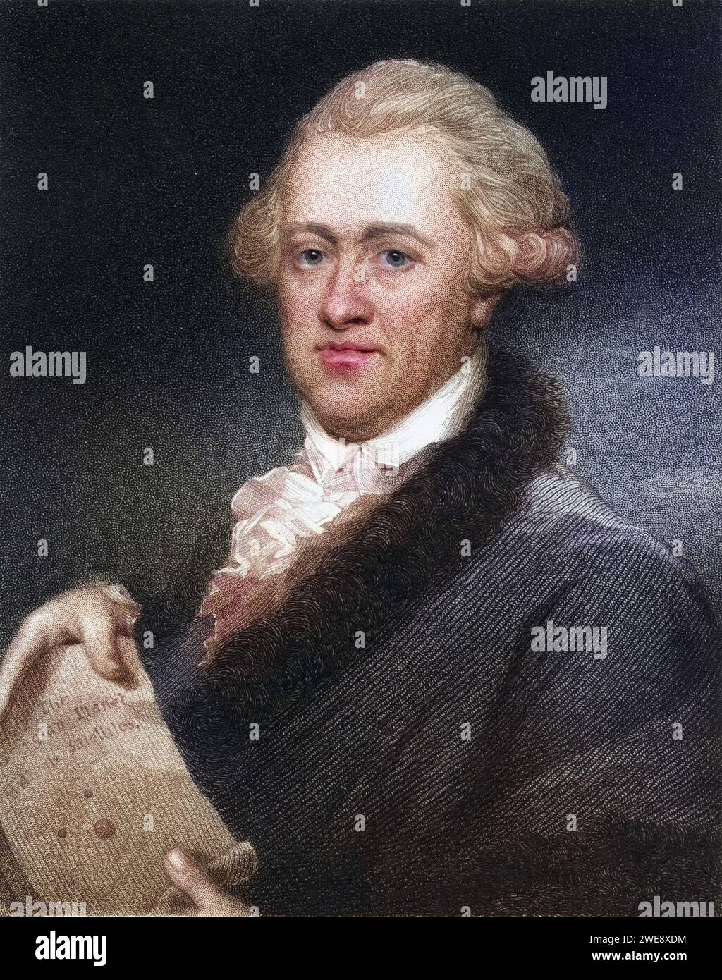 Sir William Herschel (Friedrich) 1738-1822. In Deutschland geborener britischer Astronom. Aus dem Buch Galerie der Porträts, veröffentlicht 1833., historisch, digital restaurierte Reproduktion von einer Vorlage aus dem 19. Jahrhundert, Datum nicht angegeben Stockfoto