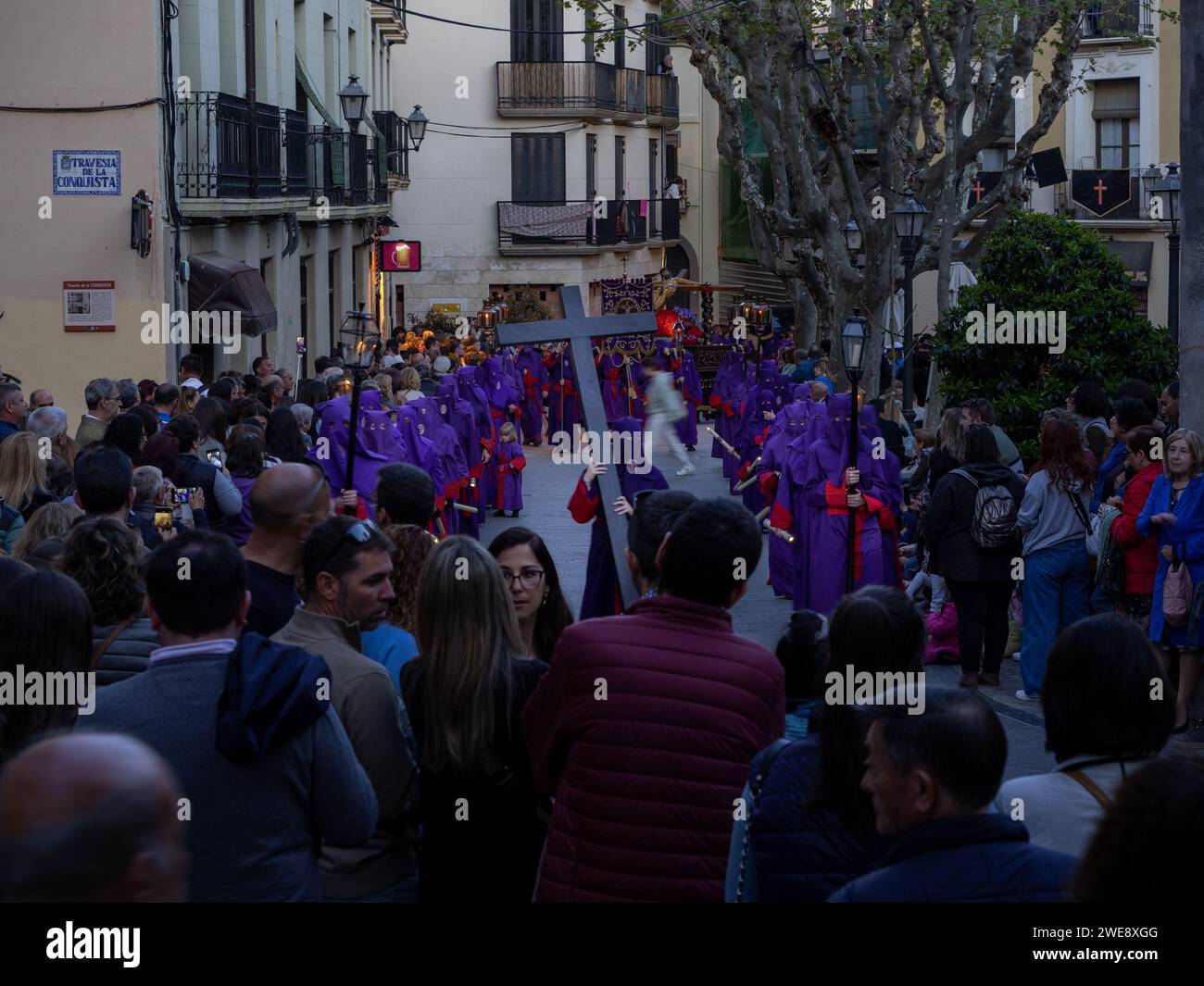 Christus der Hoffnung von Huesca. Karwoche Huesca. Christusgemeinde der ewigen Hilfe Stockfoto