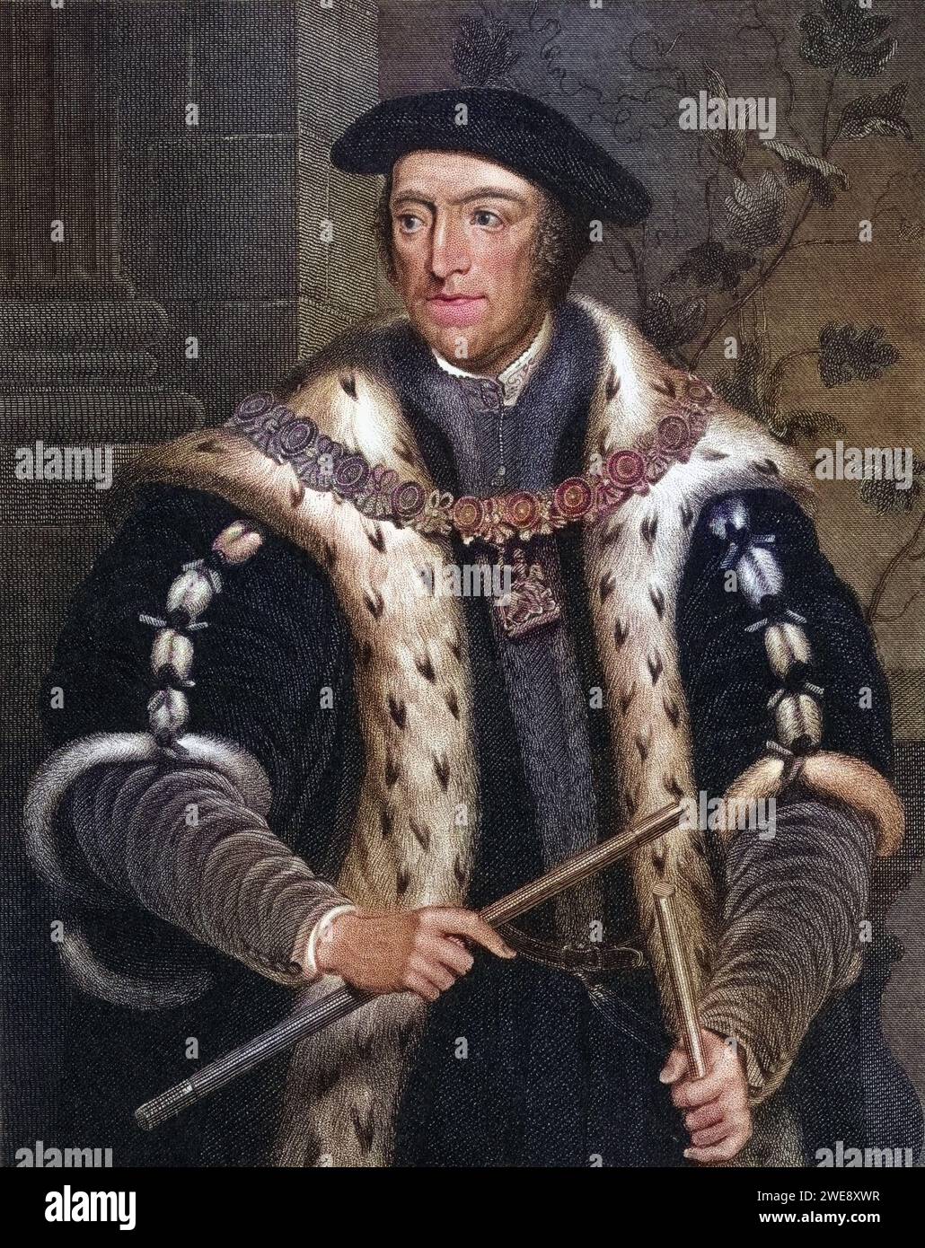 Thomas Howard, 3. Herzog von Norfolk, Graf von Surrey, Graf Marschall, 1473-1554 englischer Tudor-Politiker, der unter Heinrich VIII hohe Ämter bekleidet. Aus Lodges British Portraits, veröffentlicht 1823. , Historisch, digital restaurierte Reproduktion von einer Vorlage aus dem 19. Jahrhundert, Datum nicht angegeben Stockfoto