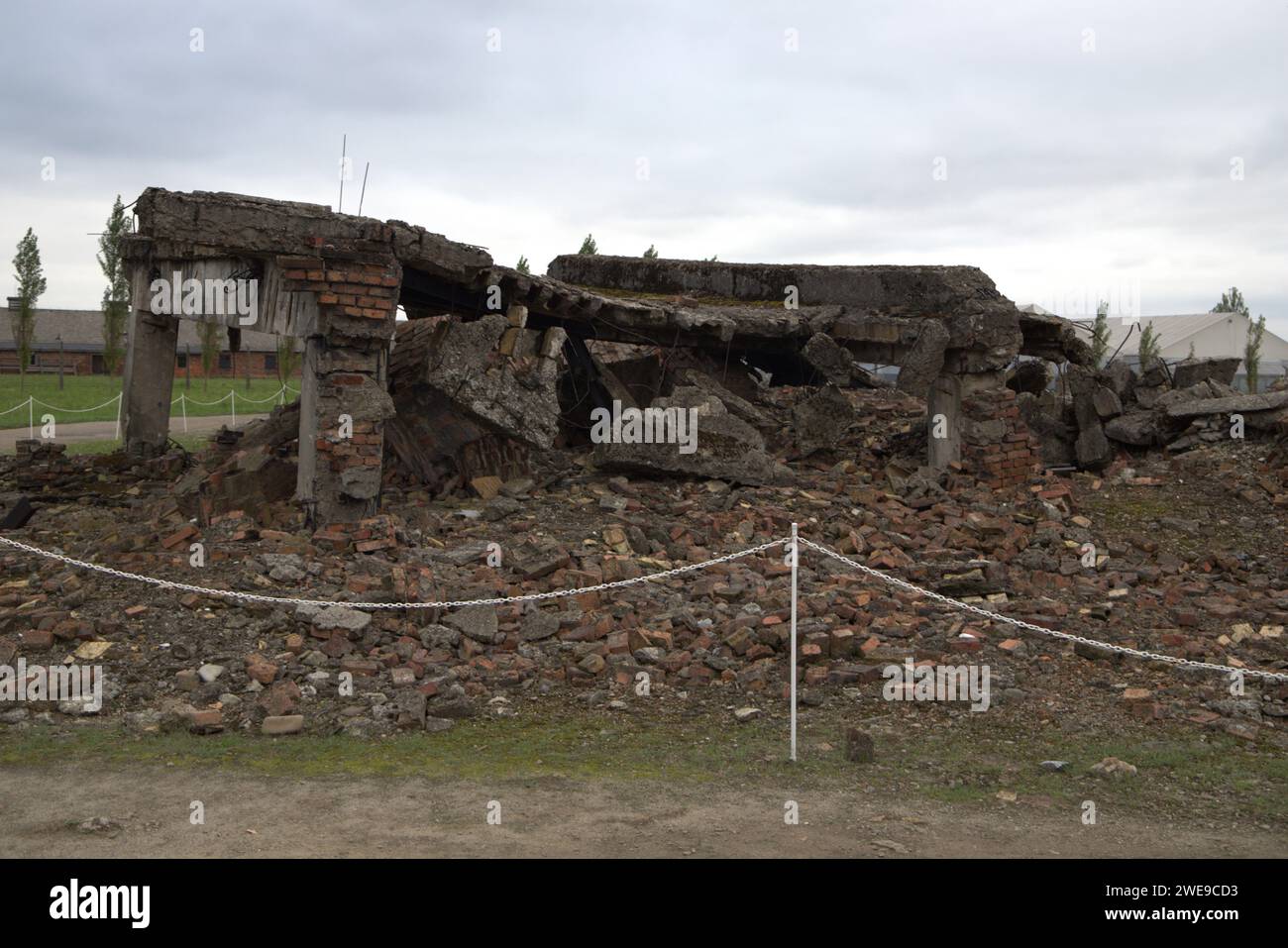 Zerstörte Gaskammer in Auschwitz Stockfoto
