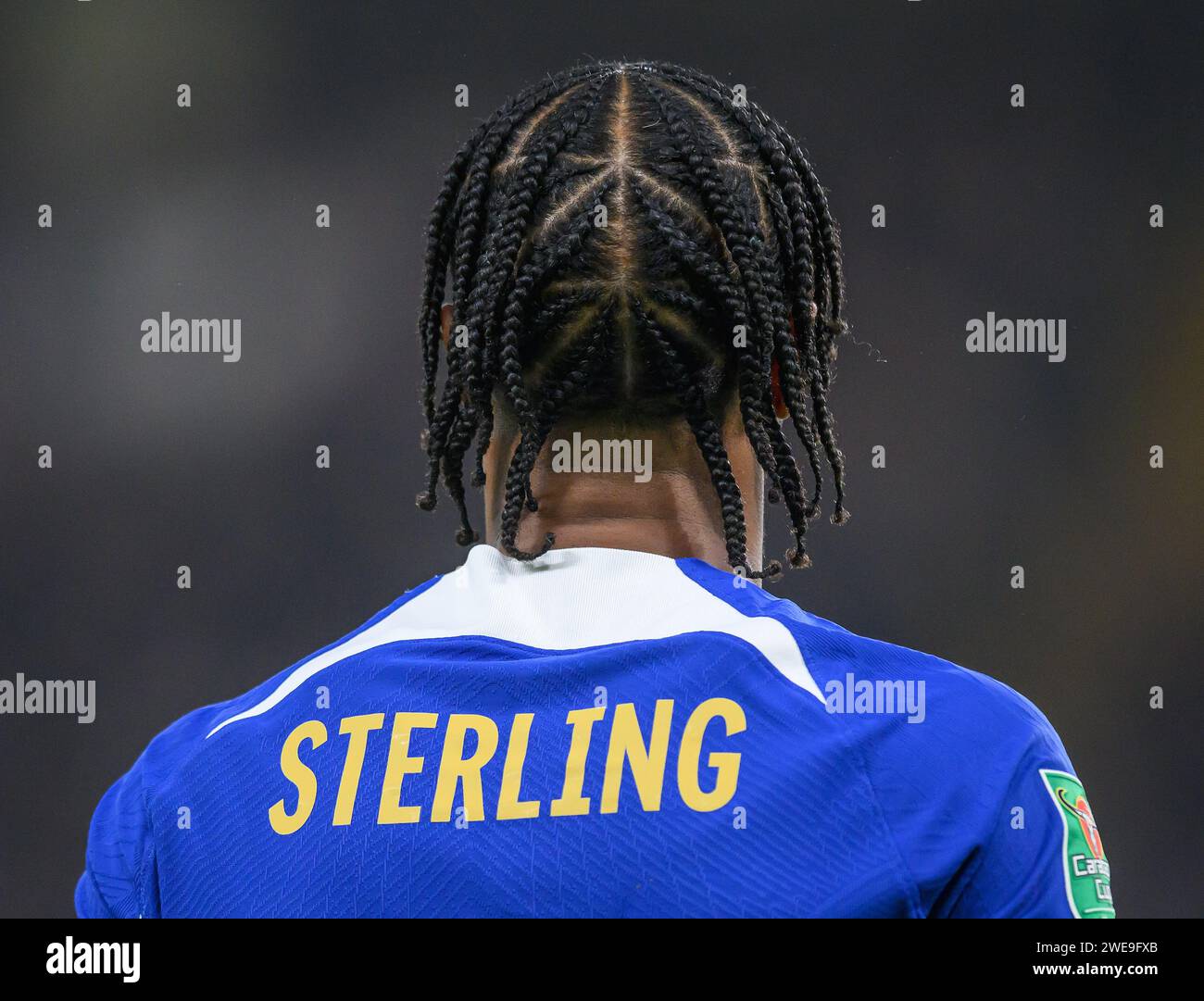 23. Januar 2024: Chelsea gegen Middlesbrough – Halbfinale des EFL Cup – Stamford Bridge. Chelsea's Raheem Sterling in Aktion. Bild : Mark Pain / Alamy Live News Stockfoto