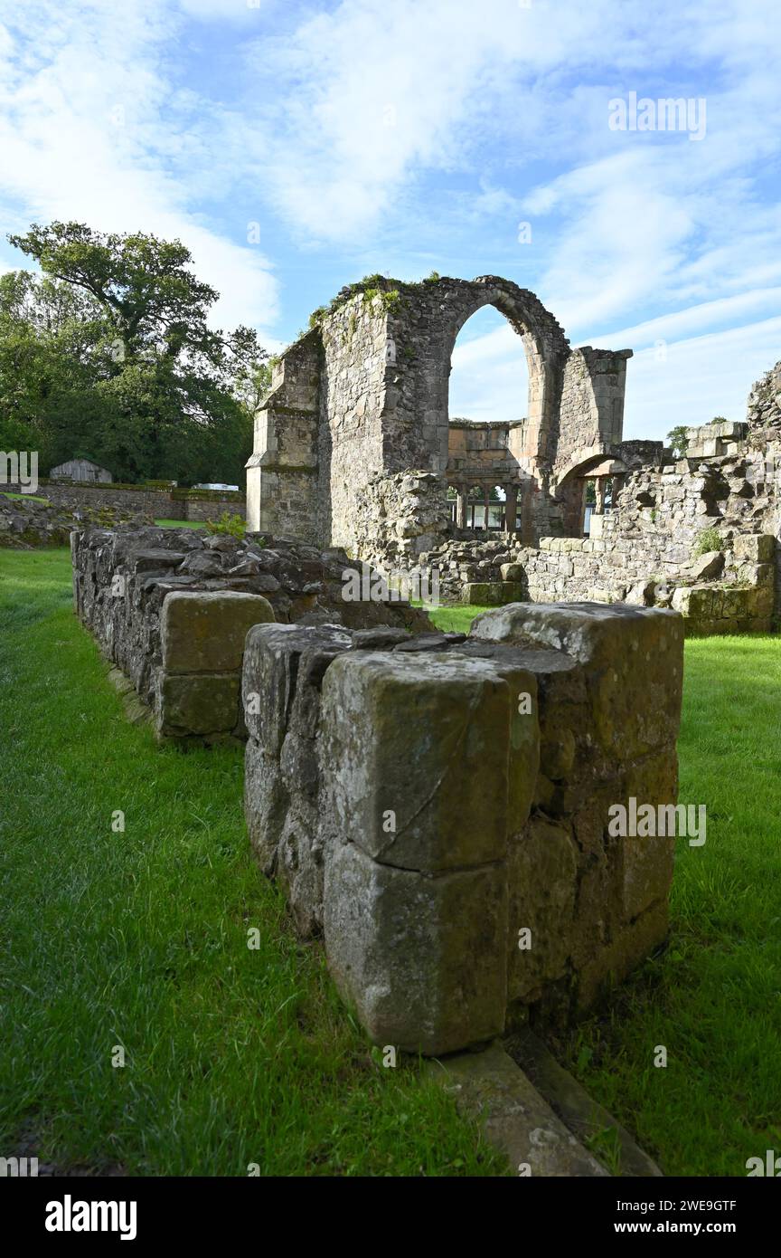 Ruinen des mittelalterlichen Augustinerklosters, Haughmond Abbey in Shrewsbury England Stockfoto