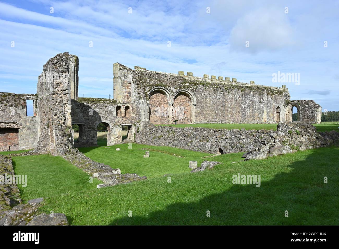 Ruinen des mittelalterlichen Augustinerklosters, Haughmond Abbey in Shrewsbury England Stockfoto