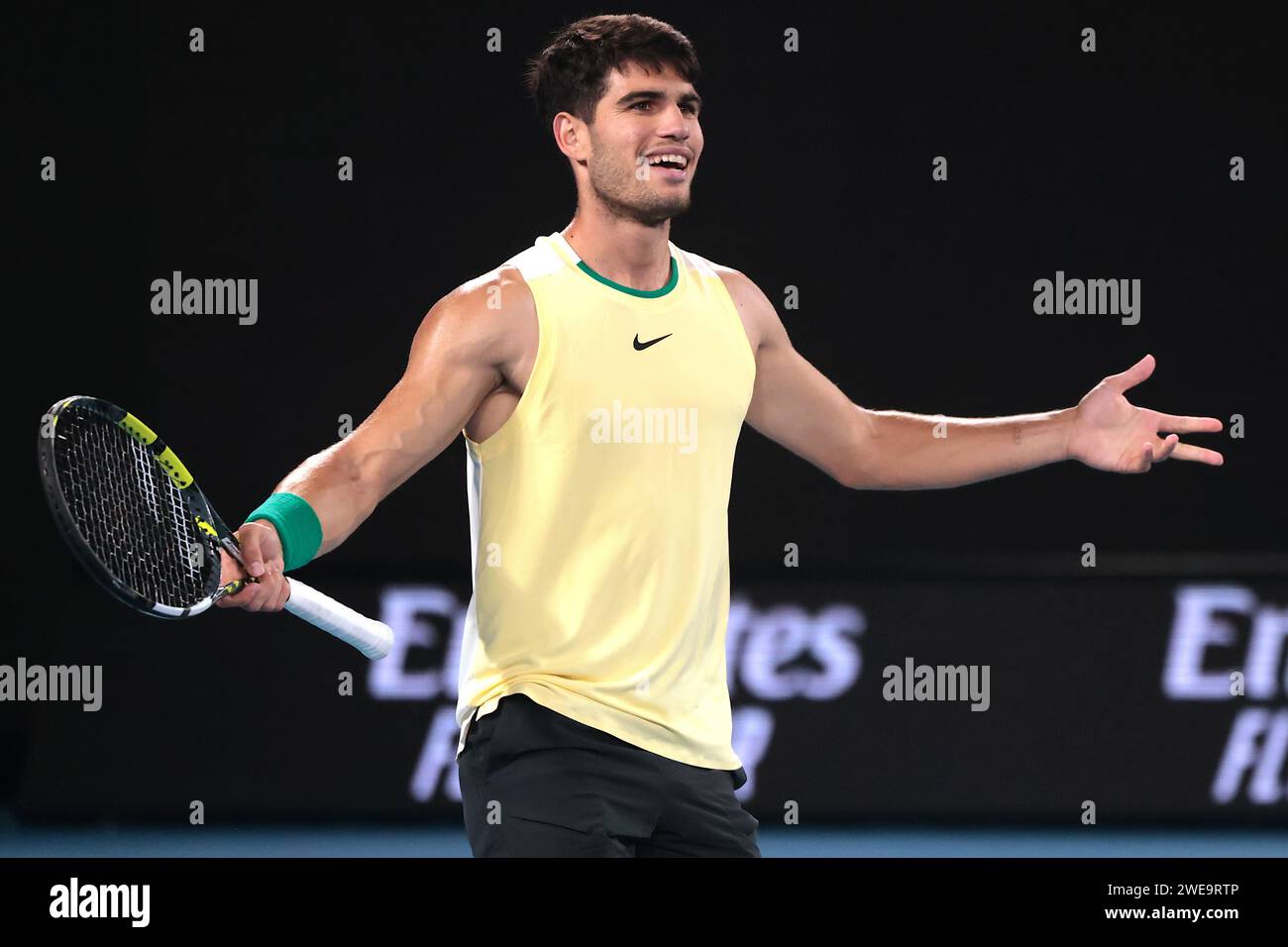 Tennis: Grand Slam - Australian Open, Einzel, Herren, Viertelfinale. Zverev (Deutschland) - Alcaraz (Spanien). Alexander Zverev ist in Aktion. Stockfoto