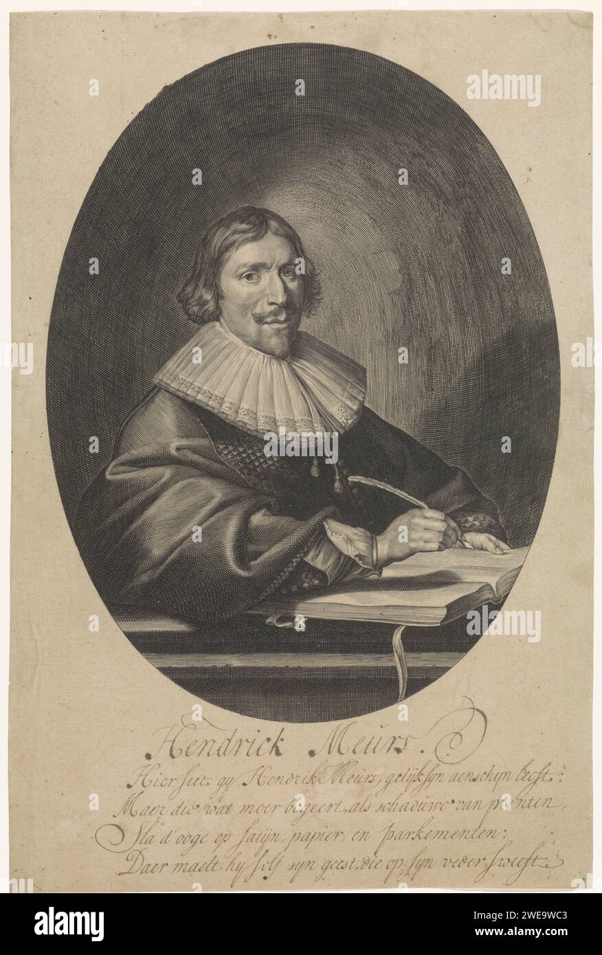 Porträt von Hendrik Meurs, Paulus Pontius, nach Pieter Codde, 1639er Druck Antwerpener Papierstich Stockfoto