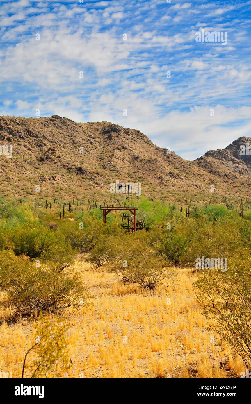 Alte Windmühle im San Tan Park Maricopa County Arizona Stockfoto