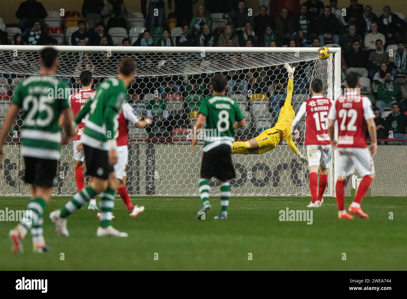 Leiria, Portugal. Januar 2024. Leiria, 23/2024 - Fußball, Finale Four Allianz CUP 2023/24: Das Leiria Municipal Stadium war Austragungsort des ersten Halbfinalspiels zwischen SC Braga und Sporting CP. Matheus Magalhães. (Nuno Brites/Global Imagens) Credit: Atlantico Press/Alamy Live News Stockfoto