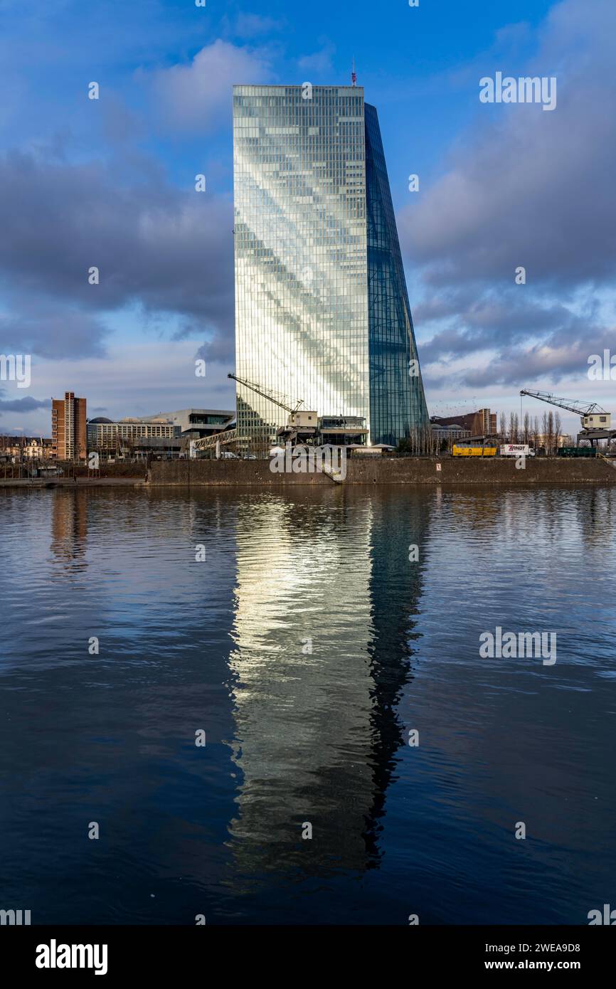 Das Gebäude der Europäischen Zentralbank, EZB, am Main in Frankfurt, Hessen, Deutschland Stockfoto