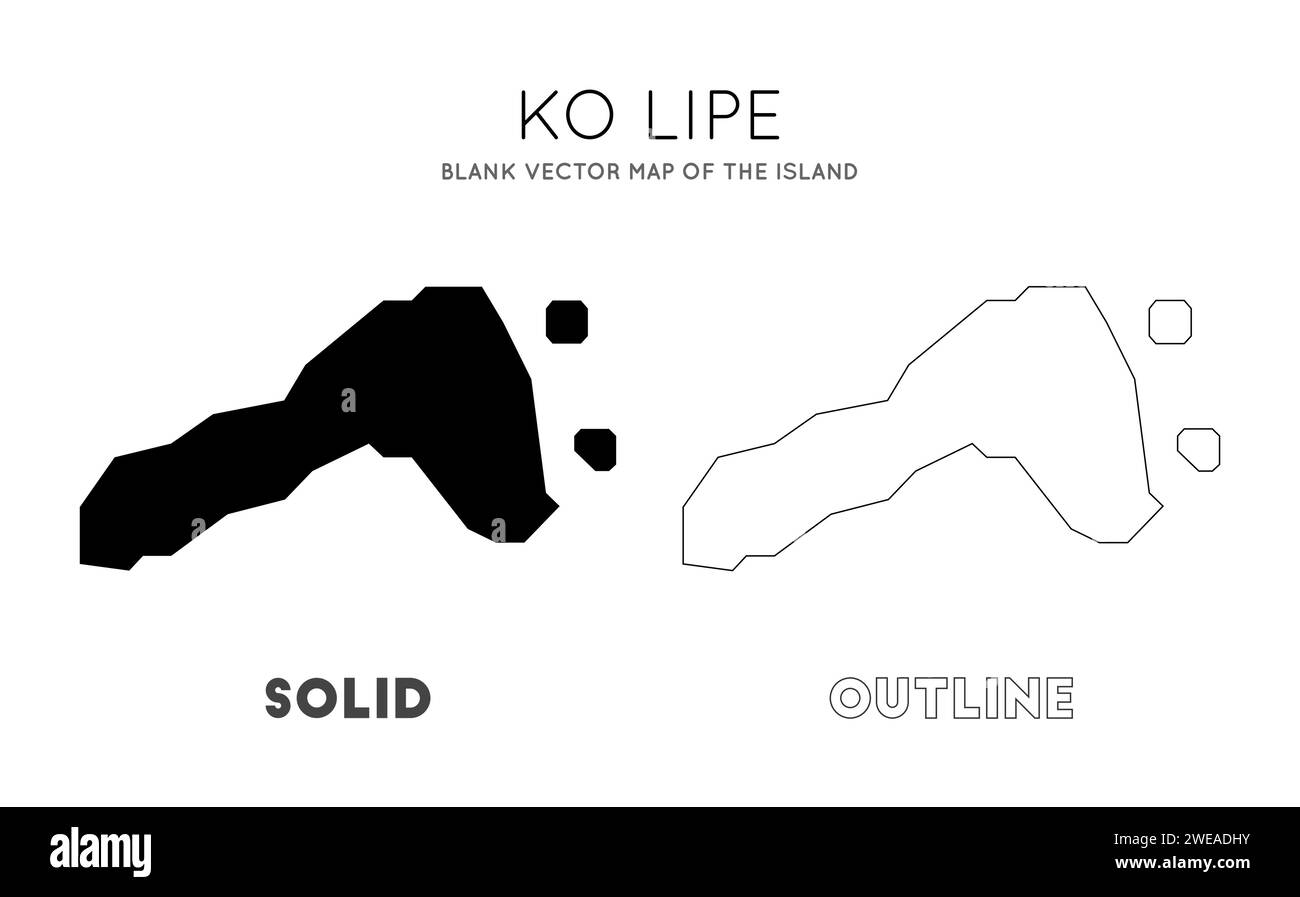 Ko Lipe Karte. Leere Vektorkarte der Insel. Borders of Ko Lipe für Ihre Infografik. Vektorabbildung. Stock Vektor