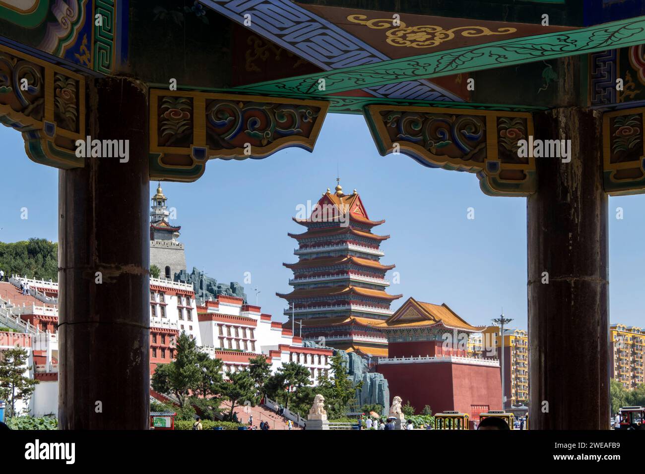 Jinzhou, Jiuhua Mountain, Liaoning, Linghai, Little Potala Palace, Volksrepublik China Stockfoto