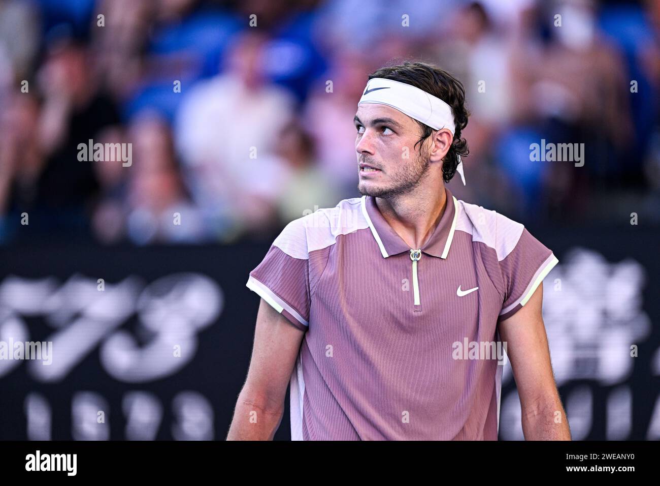 Paris, Frankreich. Januar 2024. Taylor Fritz aus den USA während des Grand Slam-Tennisturniers der Australian Open 2024 am 23. Januar 2024 im Melbourne Park in Australien. Quelle: Victor Joly/Alamy Live News Stockfoto