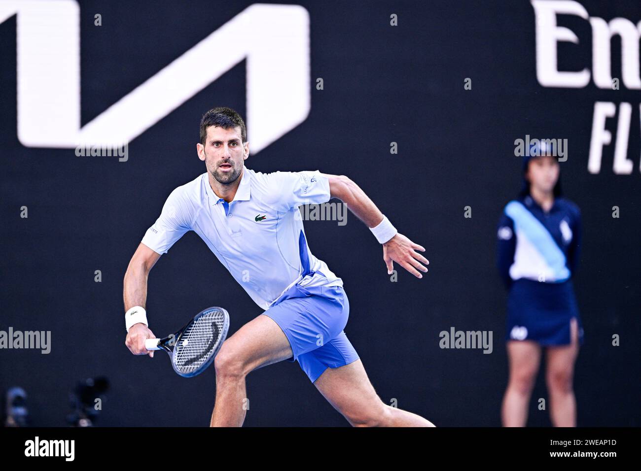 Paris, Frankreich. Januar 2024. Novak Djokovic aus Serbien während des Grand Slam-Tennisturniers der Australian Open 2024 am 23. Januar 2024 im Melbourne Park in Australien. Quelle: Victor Joly/Alamy Live News Stockfoto