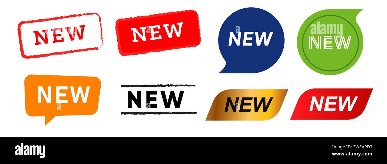 Neues Design-Set mit Aufklebern für Etikettenstempel, isoliert für das neueste Produkt Stock Vektor