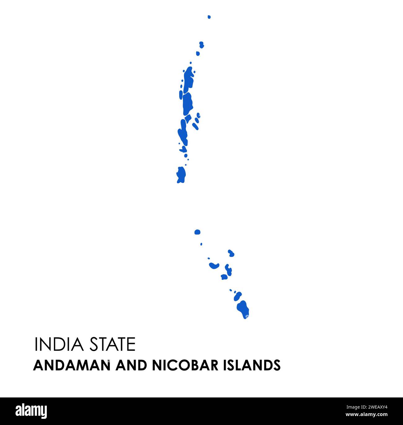 Karte der Andamanen und Nicobar Inseln des indischen Bundesstaates. Andamanen- und Nikobar-Inseln Kartenabbildung. Stockfoto