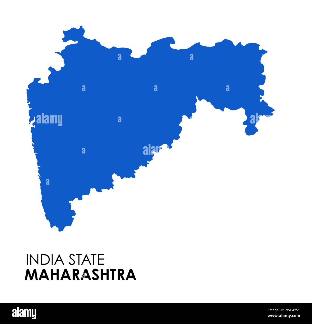 Maharashtra Karte des indischen Bundesstaates. Maharashtra-Kartenvektor-Illustration. Weißer Hintergrund. Stockfoto