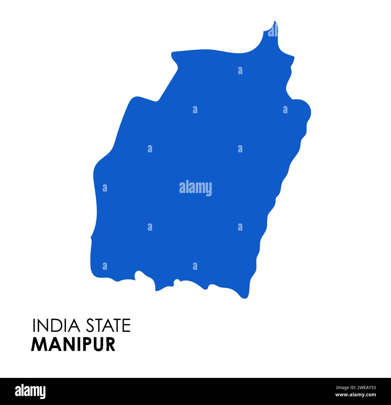 Manipur Karte des indischen Bundesstaates. Manipur Kartenvektorillustration. Manipur Karte auf weißem Hintergrund. Stockfoto