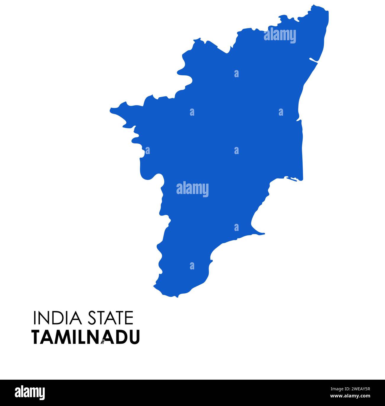 Tamil Nadu Karte des indischen Bundesstaates. Tamil Nadu Karte Vektor Illustration. Weißer Hintergrund. Stockfoto