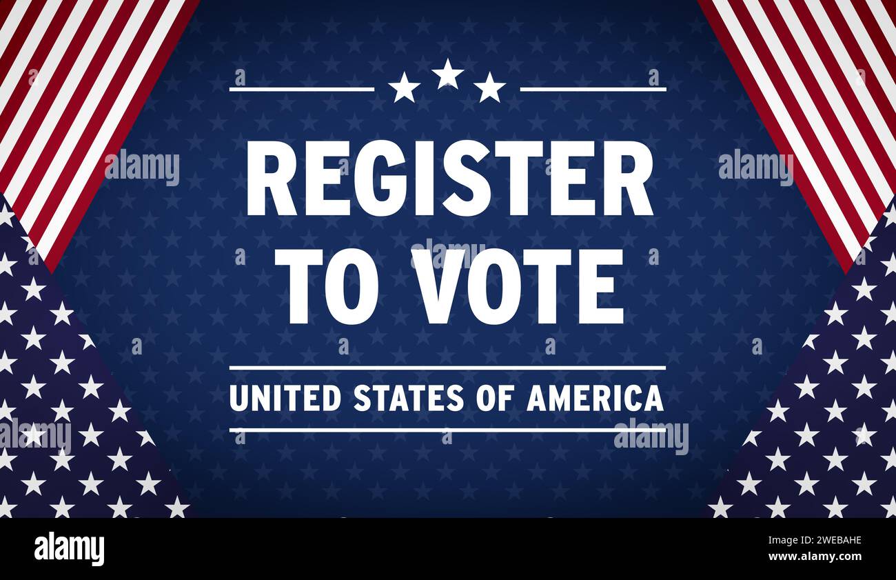 Registrieren Sie sich für die Abstimmung – Banner ist in US-Farben Stockfoto