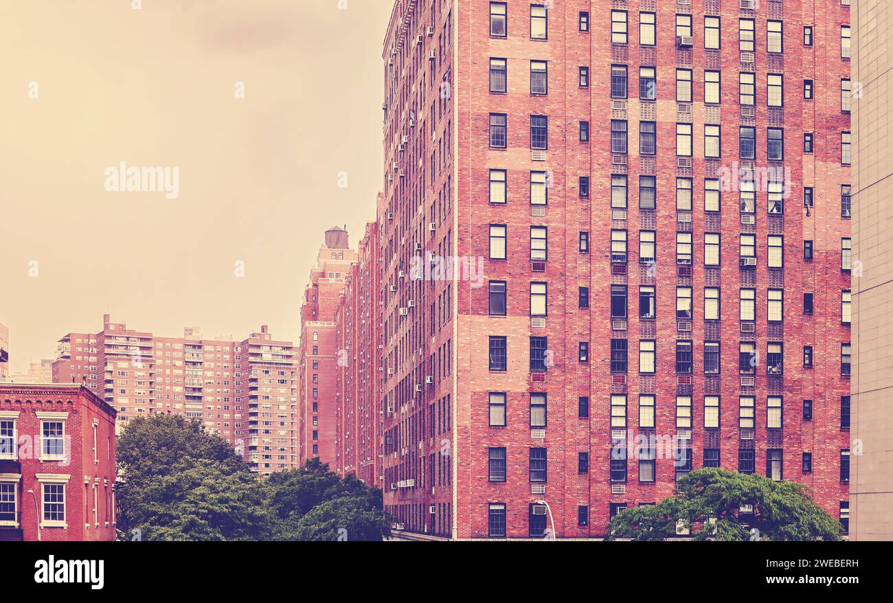 Retro-farbener Stadtblick von New York City, USA. Stockfoto