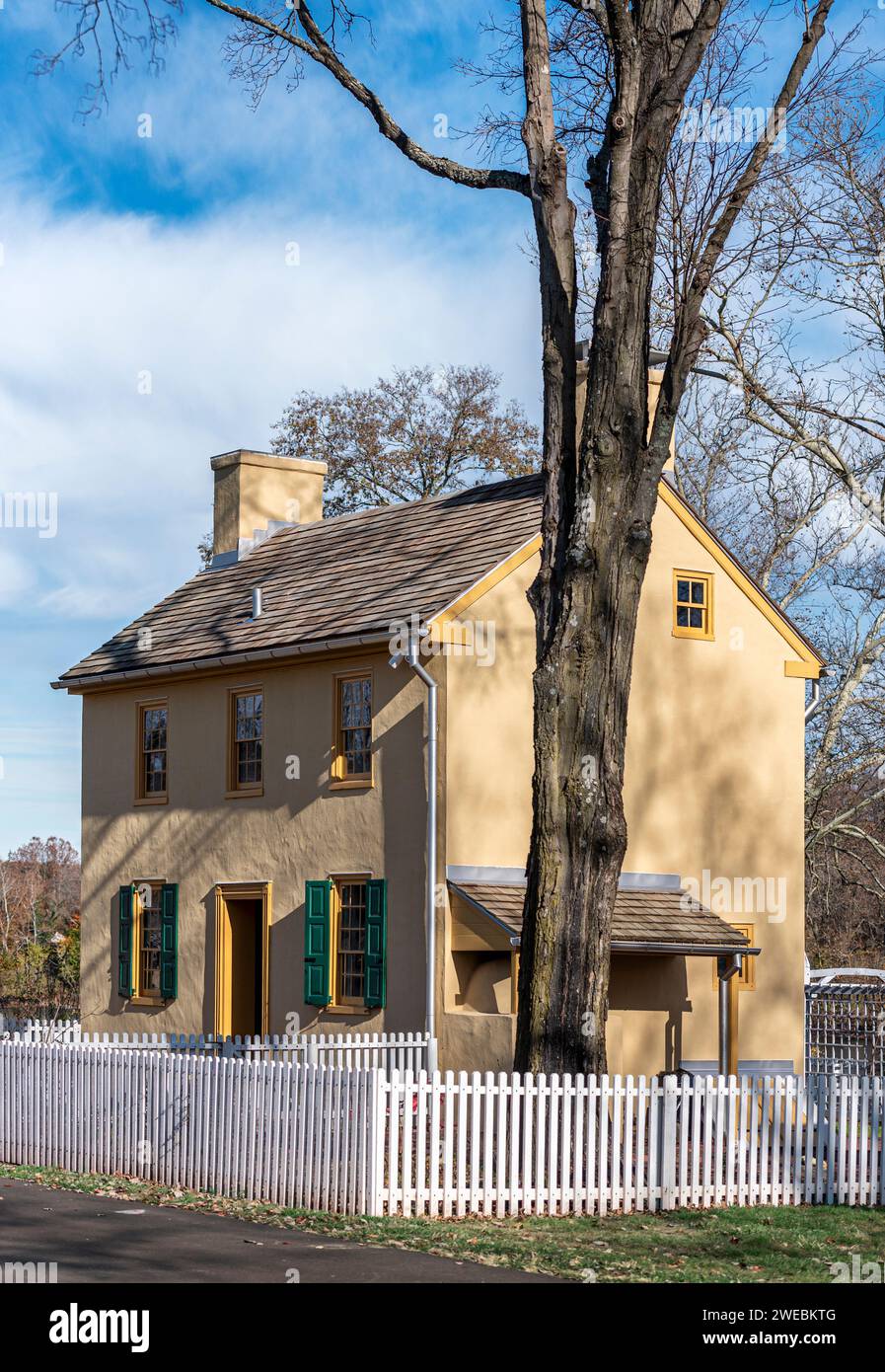 Historisches Hibbs House im Washington Crossing State Park. Stockfoto