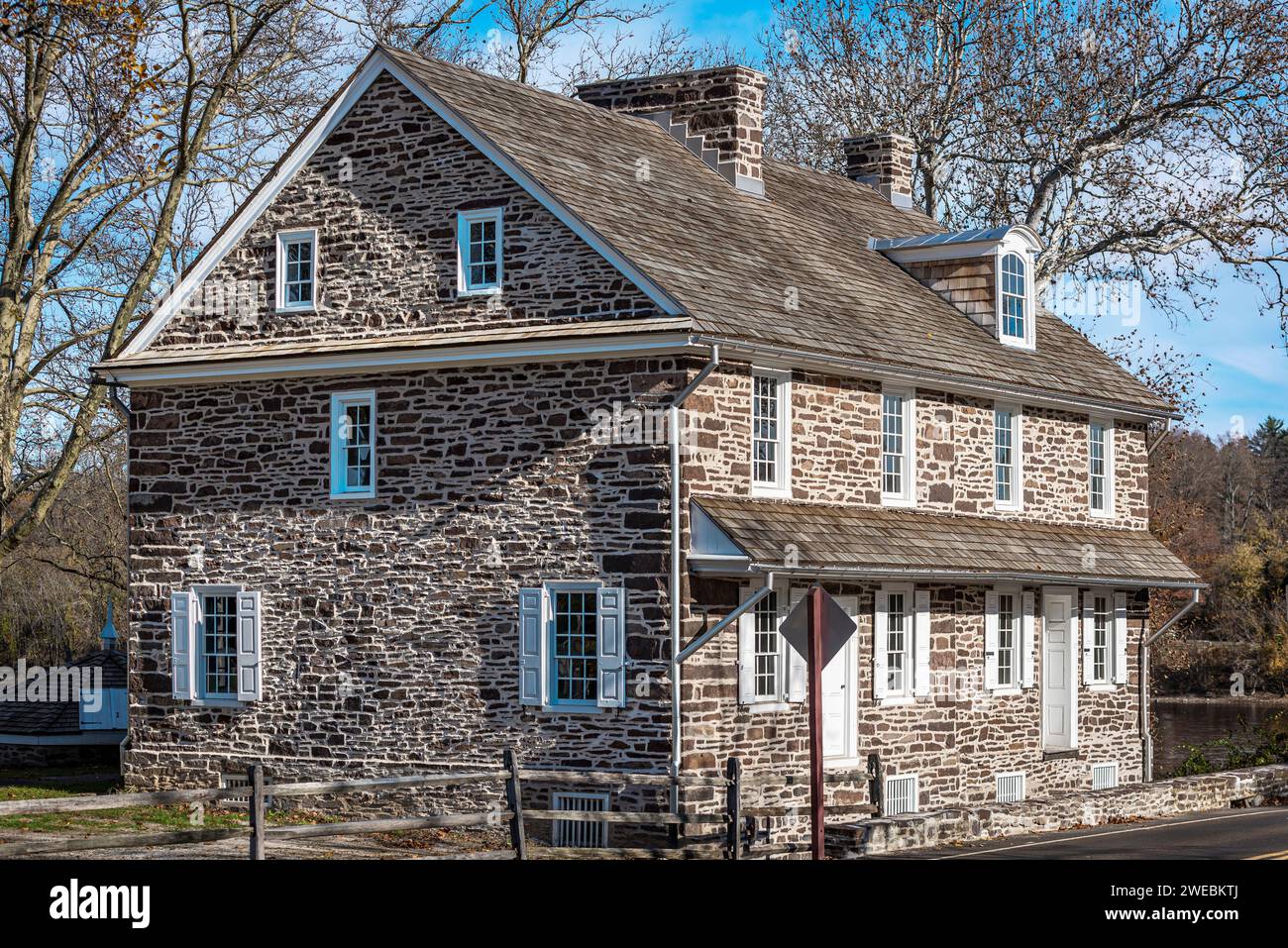 Historisches McConkey’s Ferry Inn am Washington Crossing. Stockfoto