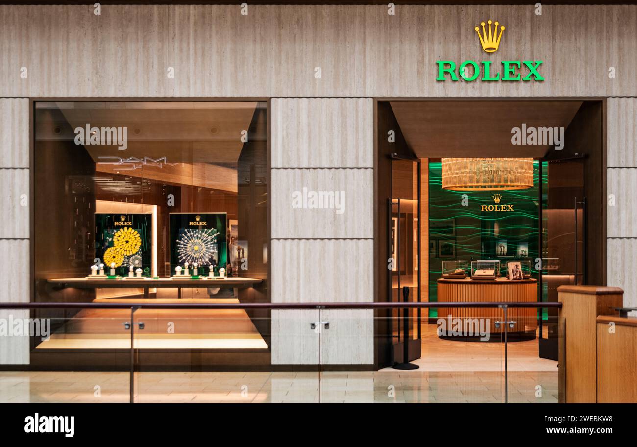 Rolex Einzelhandelsgeschäft in der Millenia Mall. Stockfoto