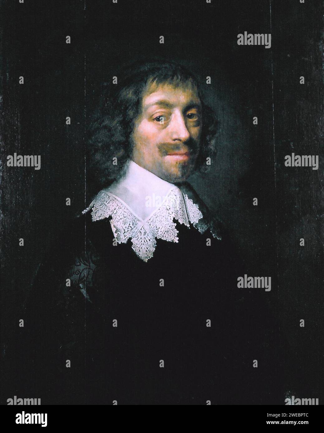 Constantijn Huygens (1596–1687) Sir Constantijn Huygens, Lord of Zuilichem, niederländischer Dichter und Komponist. Gemälde von Michiel Jansz. Van Mierevelt Stockfoto