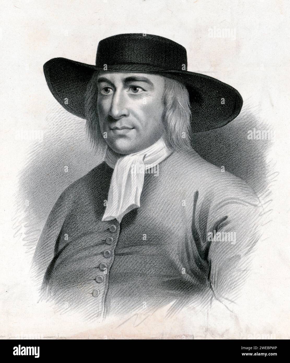 George Fox (1624–1691) Quaker, englischer Dissenter, Gründer der Religious Society of Friends, bekannt als Quäker. Stockfoto