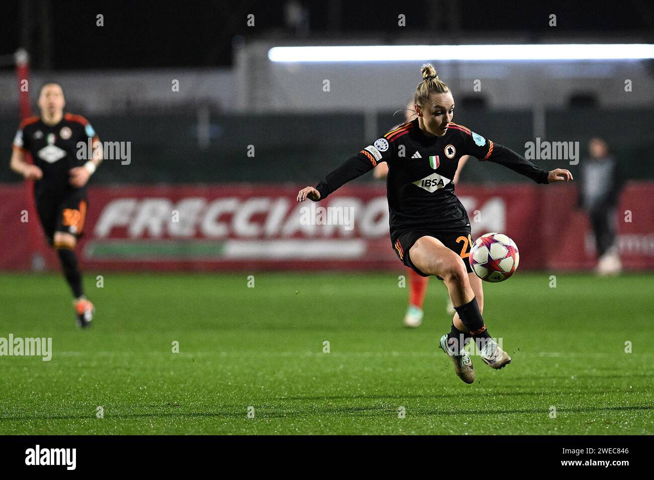 Rom, Italien. Januar 2024. Giada Greggi von AS Roma beim Women Champions League Spiel zwischen AS Roma und FC Bayern München am 24. Januar 2024 im Stadio Tre Fontane in Rom. Quelle: Unabhängige Fotoagentur/Alamy Live News Stockfoto
