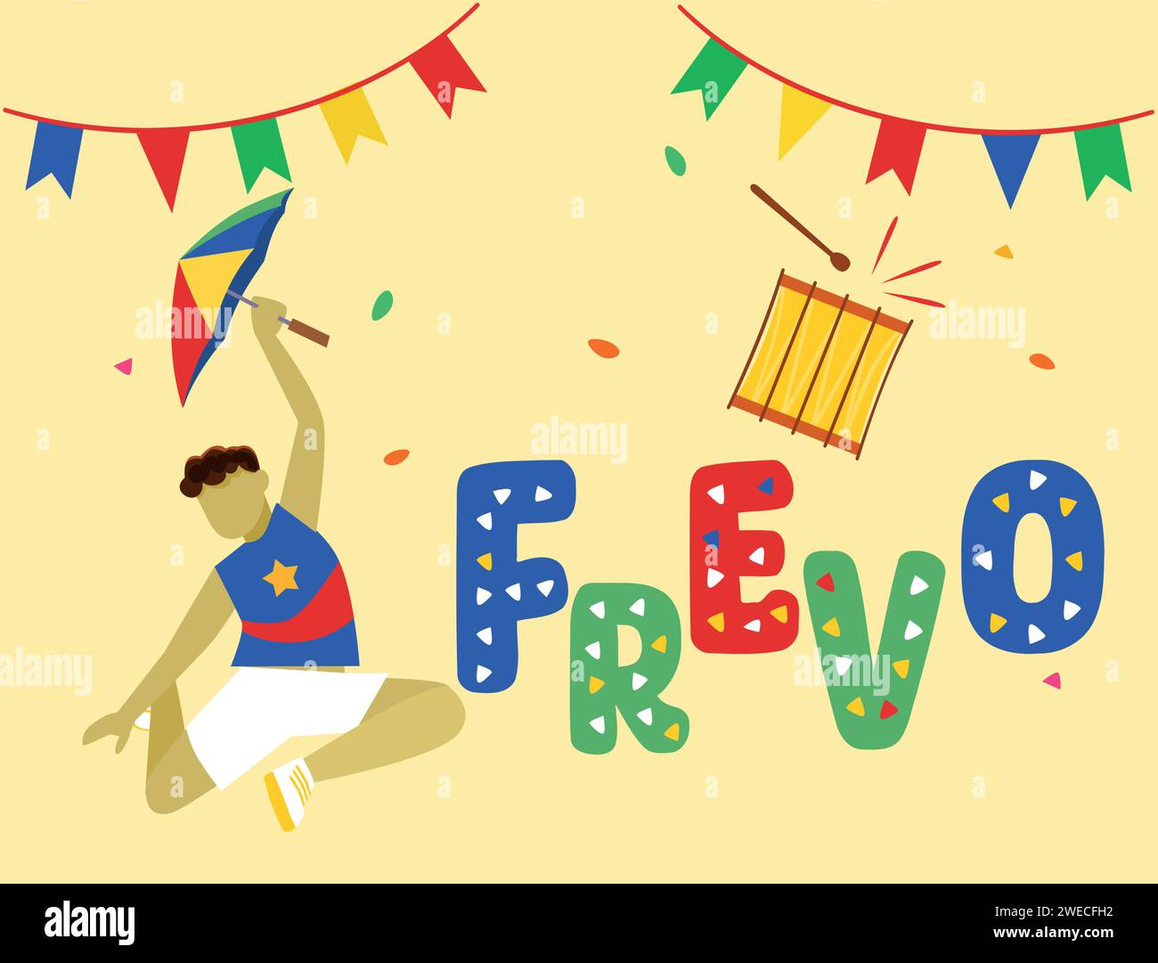 FREVO, traditionelle brasilianische Party. Stock Vektor