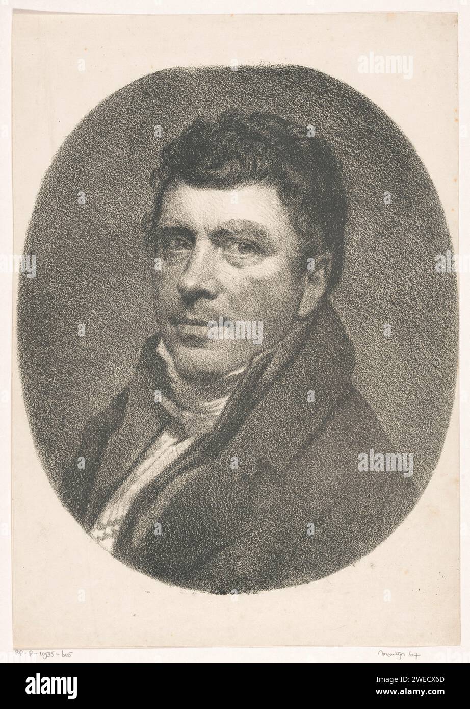 Selbstporträt von Willem Bartel van der Kooi, Willem Bartel van der Kooi, nach 1819 - 1836 gedrucktes Papierporträt, Selbstporträt des Malers Stockfoto
